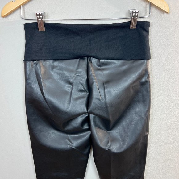 ASSETS by SPANX Faux Leather Shaping Leggings M Very Black Skinny Womens New - Picture 6 of 9